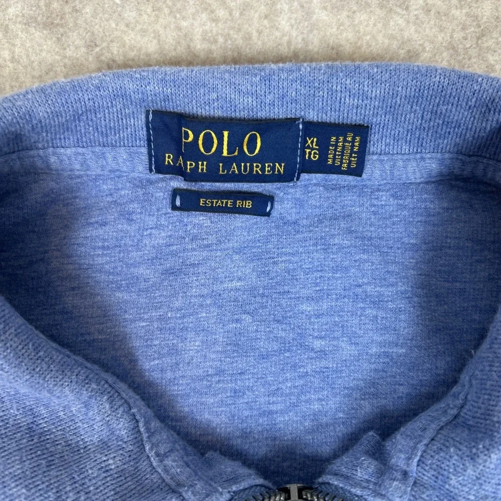 Polo Ralph Lauren Estate Rib 1/4 Zip Sweater Men's XL Blue Flesh‎ Pony